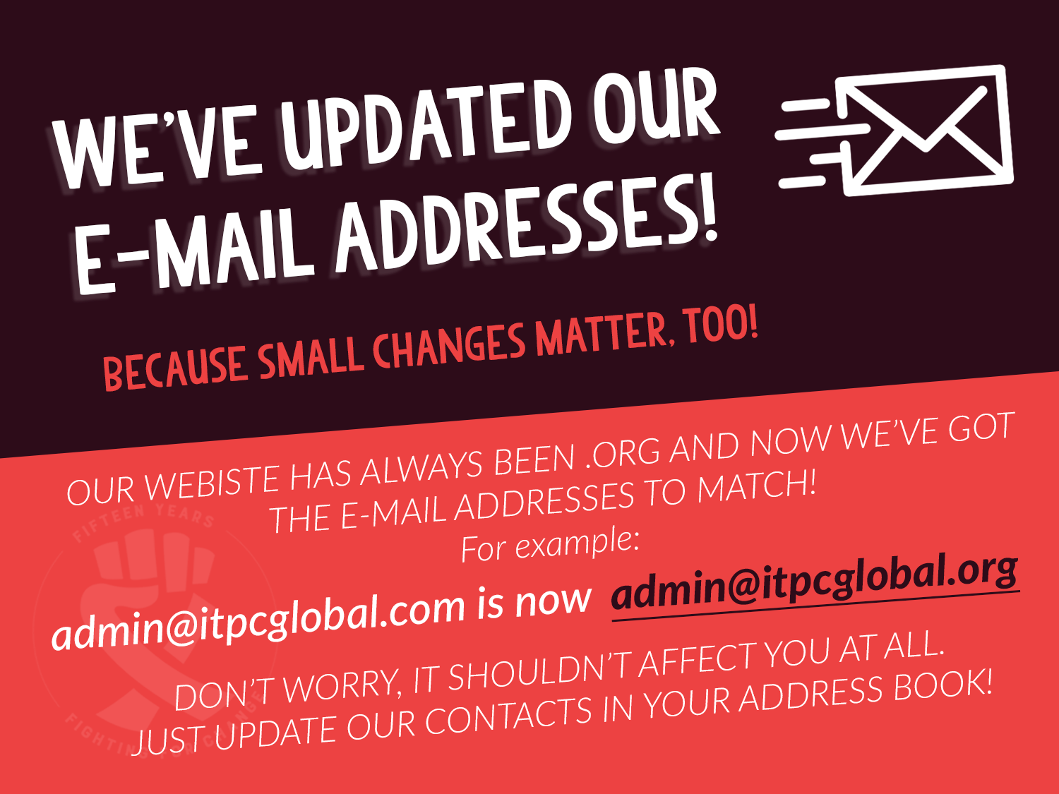 We've Updated Our E-mail Addresses