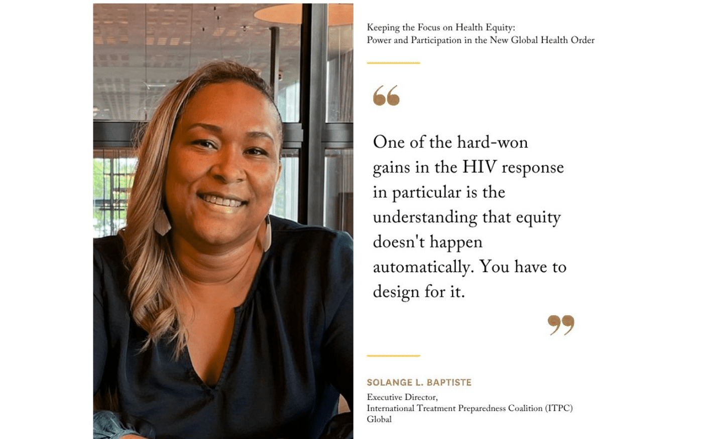 Keeping the Focus on Health Equity: Power and Participation in the New Global Health Order